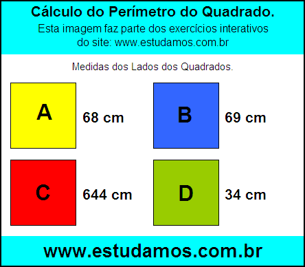 Perímetro Quadrado Com Lados Medindo 68 cm