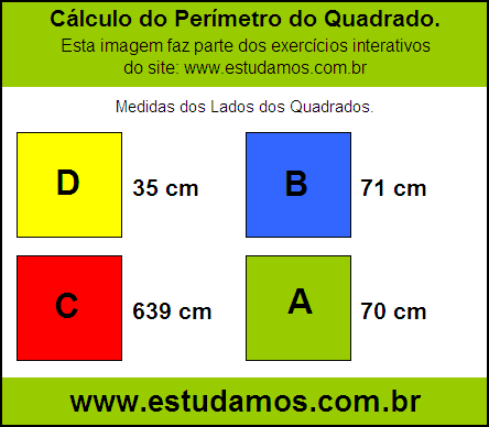 Perímetro Quadrado Com Lados Medindo 70 cm