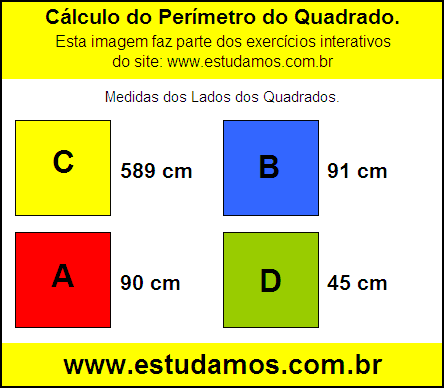 Perímetro Quadrado Com Lados Medindo 90 cm