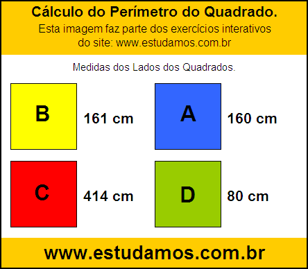 Perímetro Quadrado Com Lados Medindo 160 cm